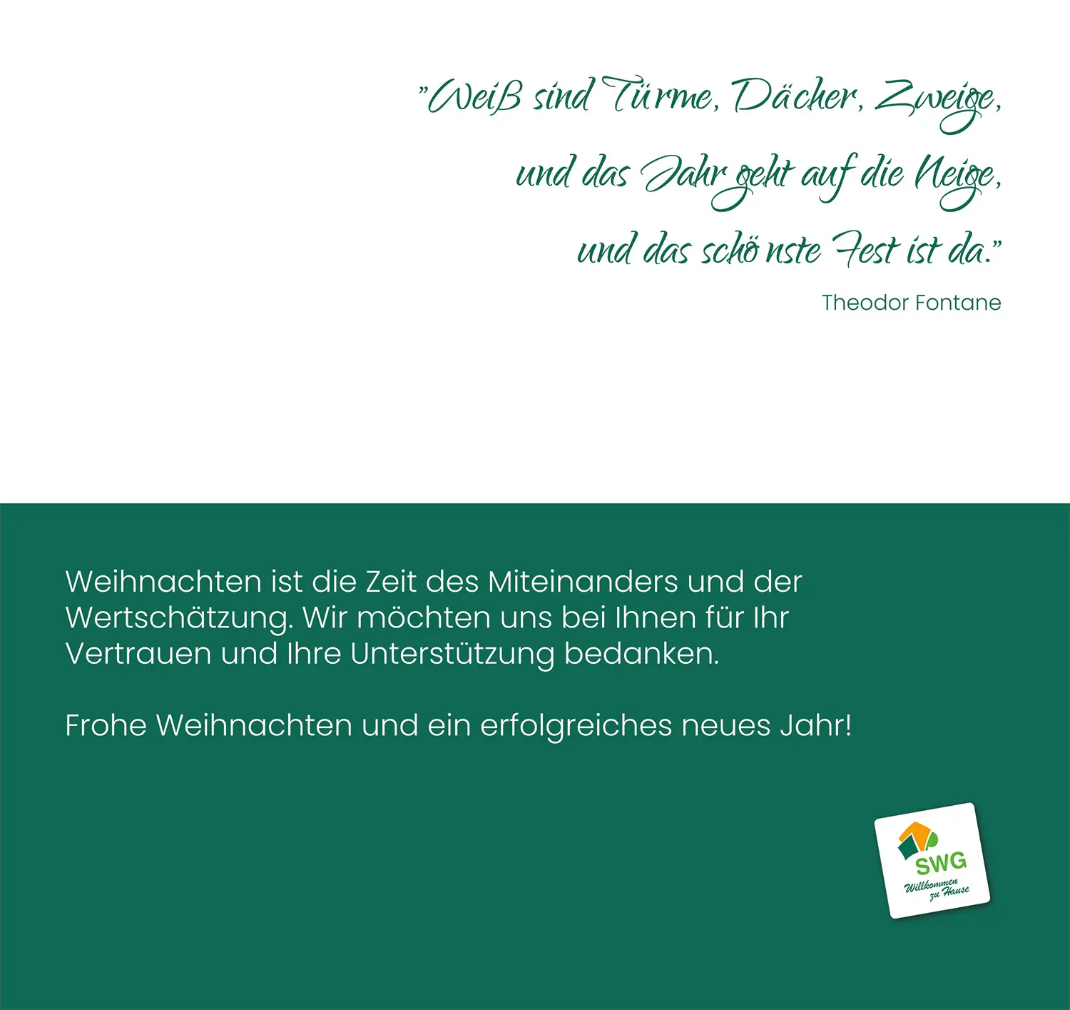 Weihnachtskarte, Klappkarte DIN lang innen