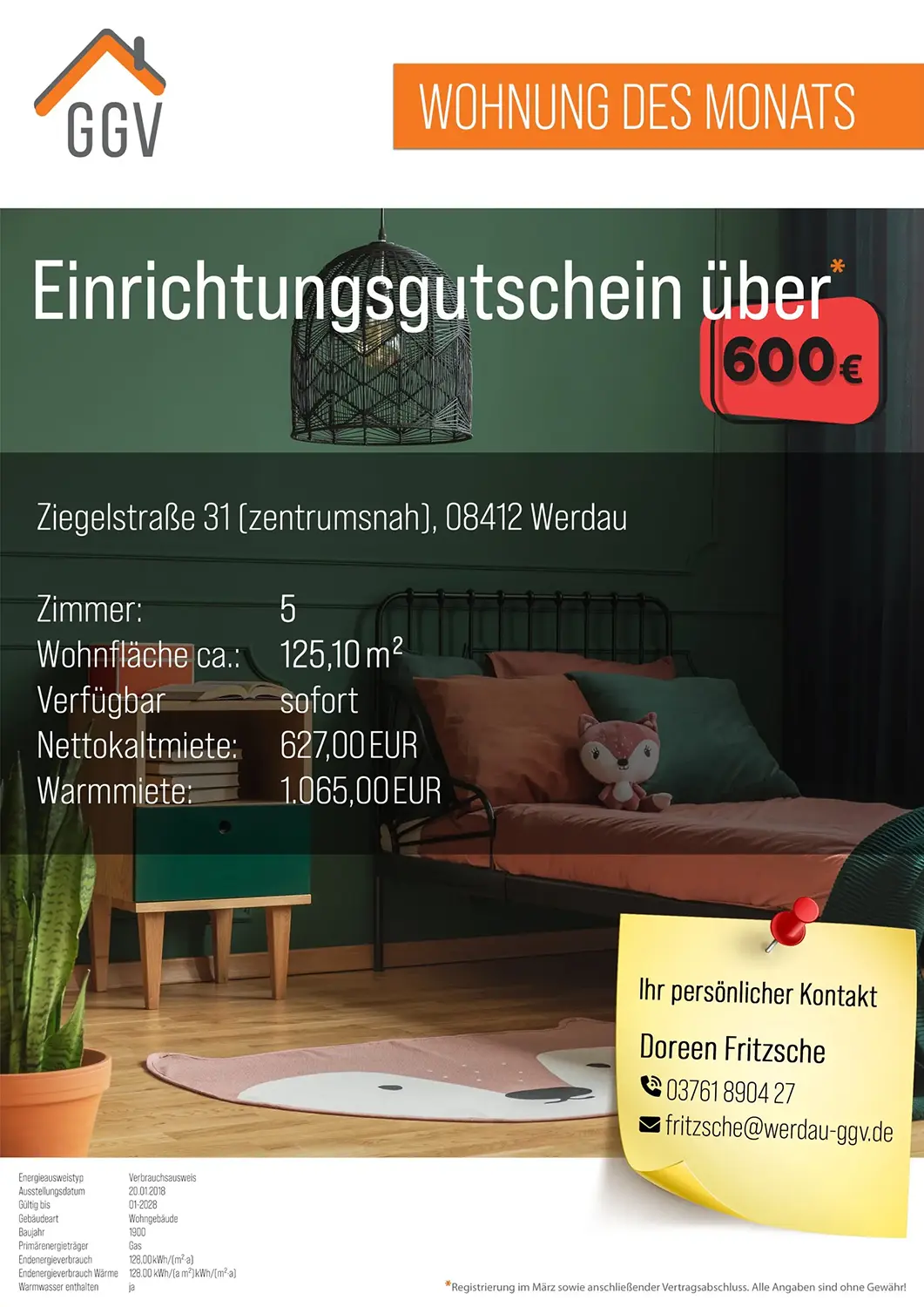 A3 Schaukastenplakat, Wohnung des Monats