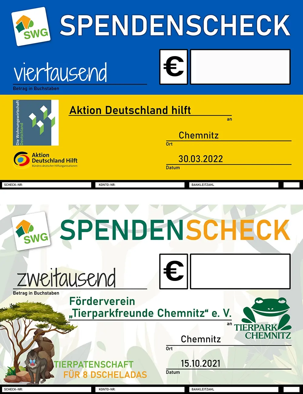 Spendenschecks 50x80cm